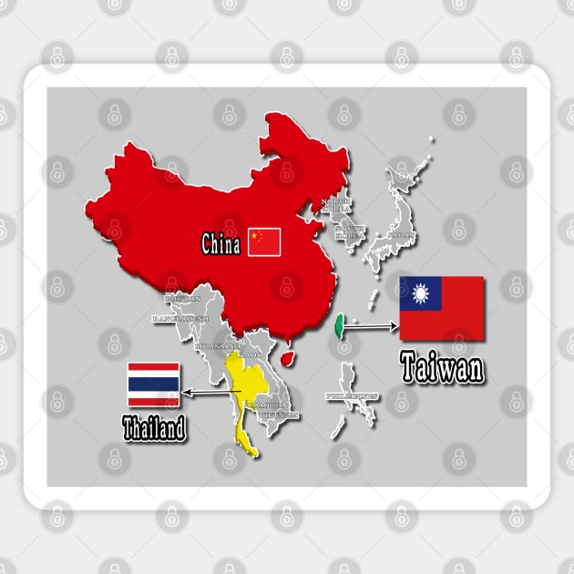 where is taiwan world map | taiwan location map_not Thailand and China_grey Magnet by jessie848v_tw